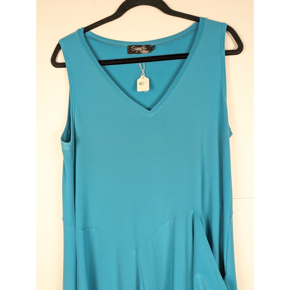 NEW Sympli SZ 14 Business Turquoise Pocket Asymmetric Sleeveless Dress